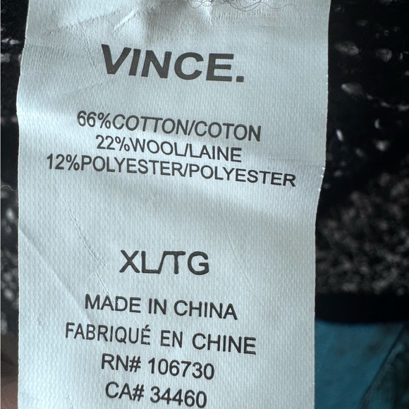 Vince Cotton Wool Blend Knit Open Front Cardigan Black Grey Sweater Size XL - Picture 10 of 10